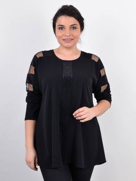Лаура. Жіноча кофта великих розмірів з люрексом. Чорний. 485141731 фото