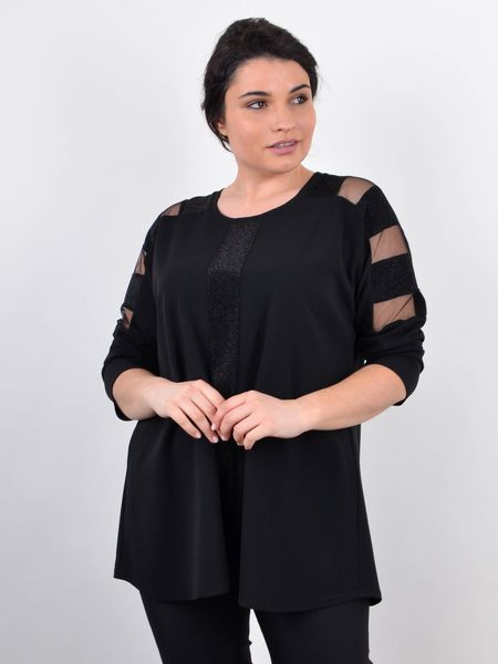 Лаура. Жіноча кофта великих розмірів з люрексом. Чорний. 485141731 фото