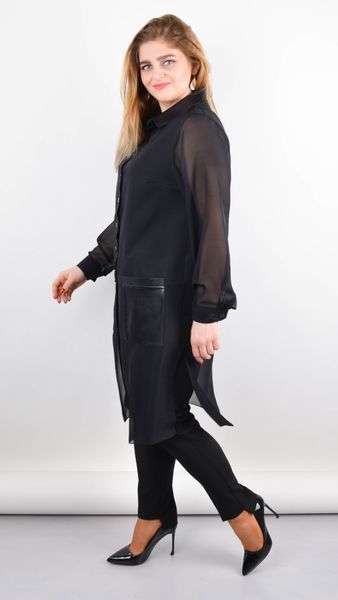 Кітана. Подовжений блузон plus size. Чорний. 485140343 фото