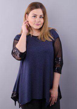 Монна. Ошатна туніка плюс сайз. Синій. 485138388 фото