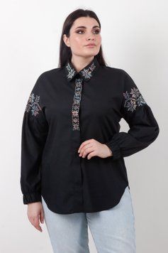 Юстина. Сорочка plus-size, декорована стразами. Чорний+хамелеон 49527842275 фото