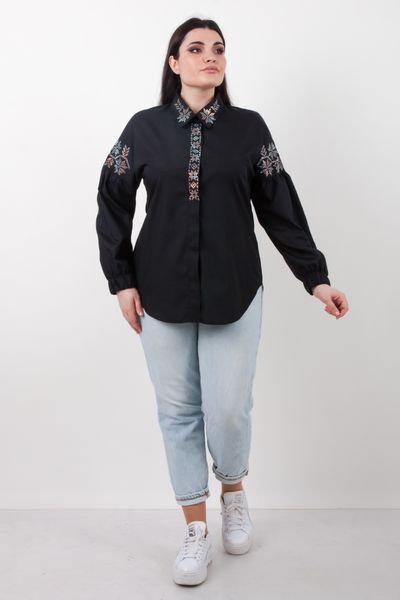 Юстина. Сорочка plus-size, декорована стразами. Чорний+хамелеон 49527842275 фото