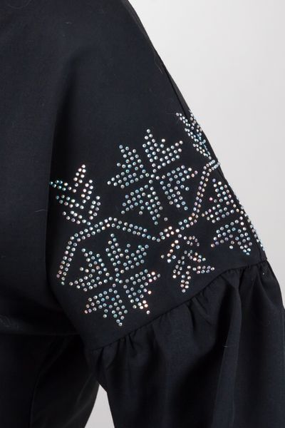 Юстина. Сорочка plus-size, декорована стразами. Чорний+хамелеон 49527842275 фото