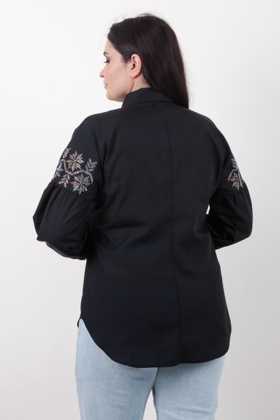Юстина. Сорочка plus-size, декорована стразами. Чорний+хамелеон 49527842275 фото