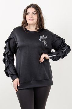 Рейчел. Лонгслів із рукавами на блискавках. Чорний 49527842230 фото