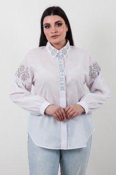 Юстина. Жіночна ділова сорочка зі стразами. Білий+чорний 49527842277 фото