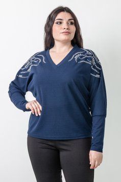 Шанталь. Туніка зі стразами на кожен день чи до свят. Синій 49527842236 фото