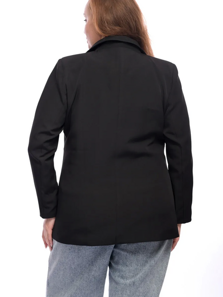 Стеллато. Піджак двобортний для офісу plus size. Чорний. 49527842418 фото