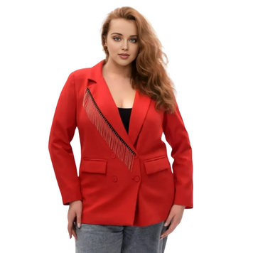 Стеллато. Піджак двобортний для офісу plus size. Червоний. 495278424195052 фото