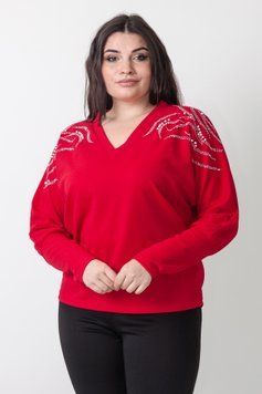 Шанталь. Розкішна святкова туніка, декорована камінням. Червоний 49527842237 фото