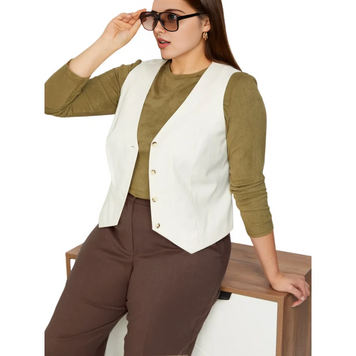 Фелічіта. Жилетка костюмна класична на підкладці великих розмірів. Білий. 49527842422 фото